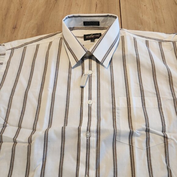 Botany 500 Shirt Vintage Button Down‎ Short Sleeve White Striped 17.5 NEW NWT - Picture 2 of 10